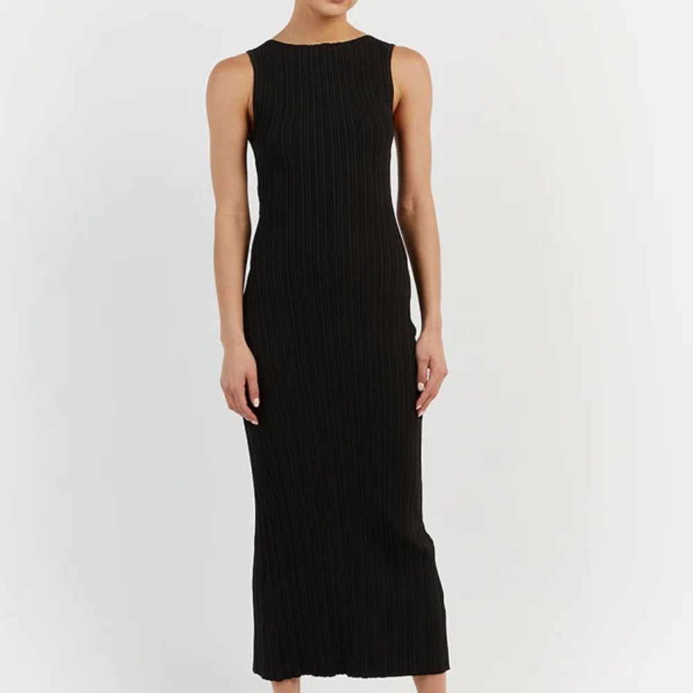 DISSH SIENNA BLACK KNIT MIDI DRESS